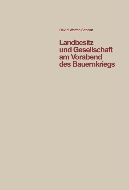 Cover: 9783828250208 | Landbesitz und Gesellschaft am Vorabend des Bauernkriegs | Sabean