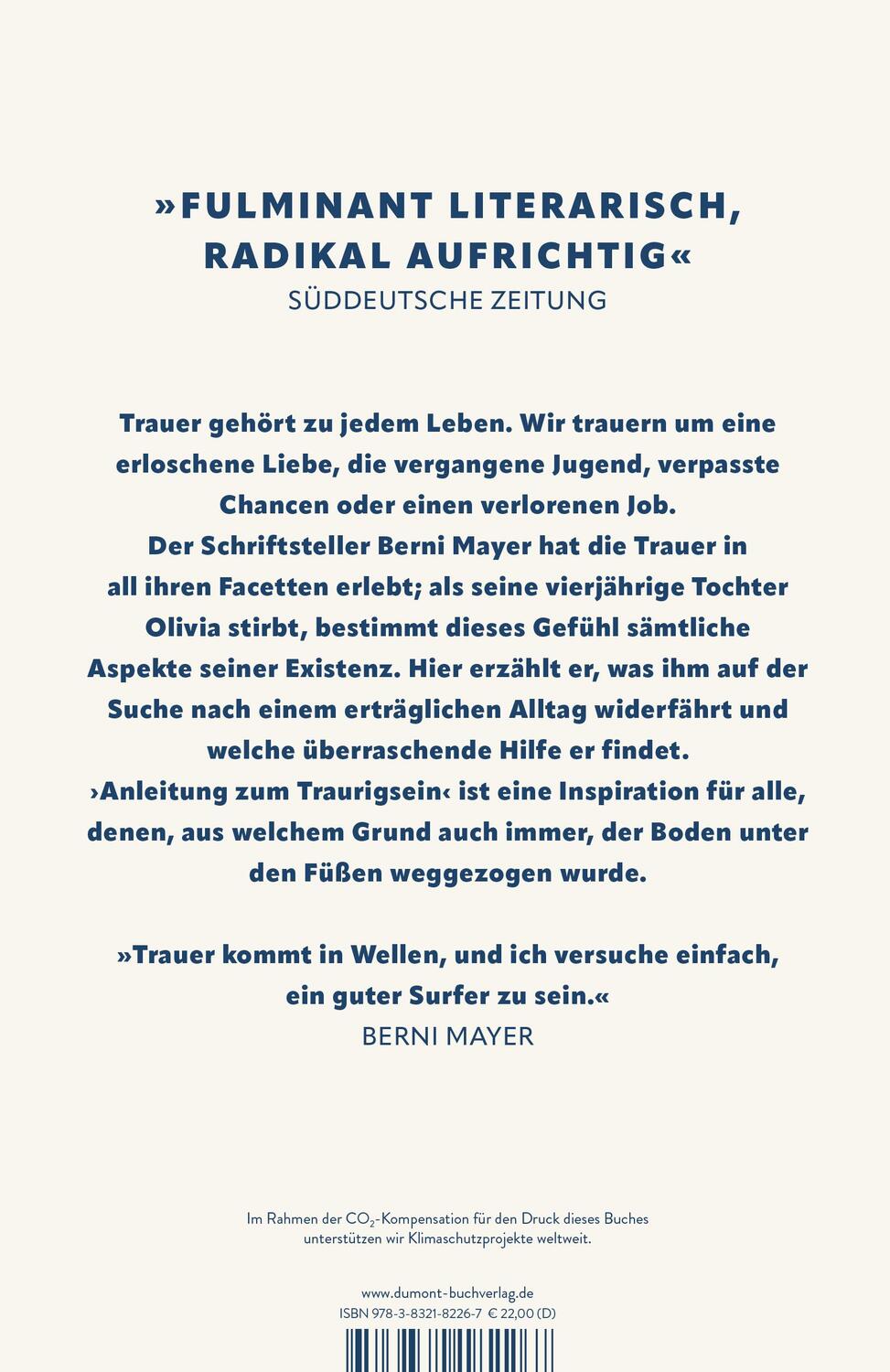 Rückseite: 9783832182267 | Anleitung zum Traurigsein | Berni Mayer | Buch | 224 S. | Deutsch