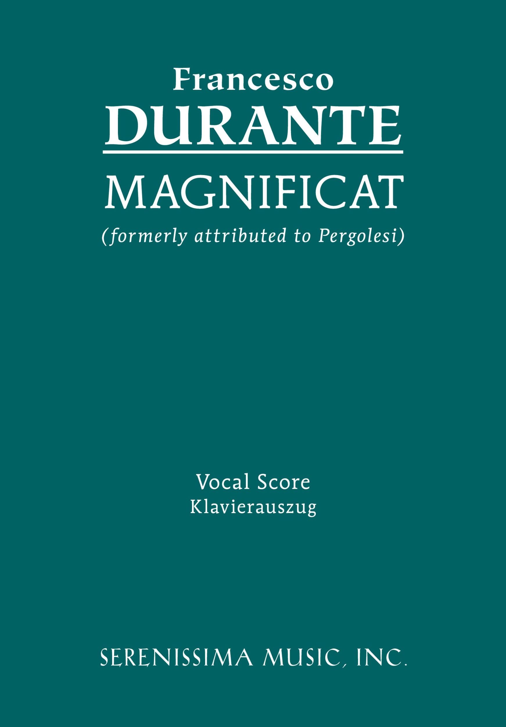 Cover: 9781932419511 | Magnificat | Vocal score | Francesco Durante | Taschenbuch | Latein