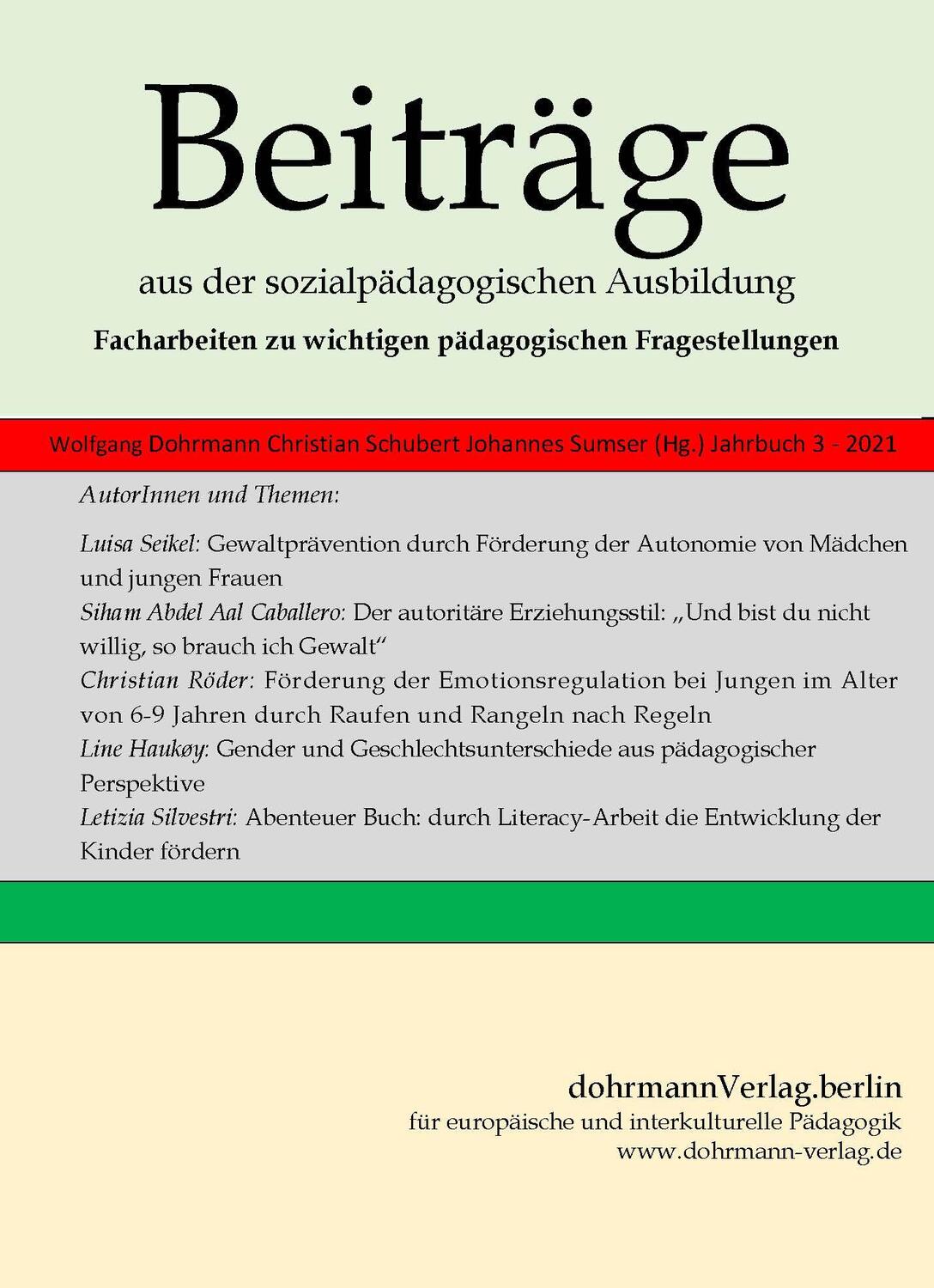 Cover: 9783938620533 | Beiträge aus der sozialpädagogischen Ausbildung | Dohrmann (u. a.)