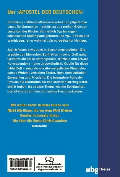 Rückseite: 9783806245035 | Bonifatius | Der europäische Heilige | Judith Rosen | Buch | 272 S.