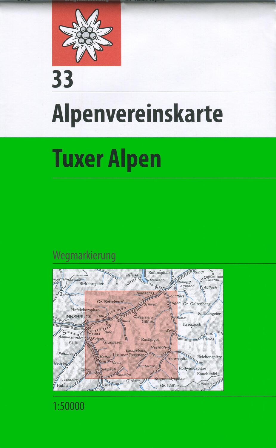 Cover: 9783937530475 | DAV Alpenvereinskarte 33 Tuxer Alpen 1 : 50 000 Wegmarkierung | 2009
