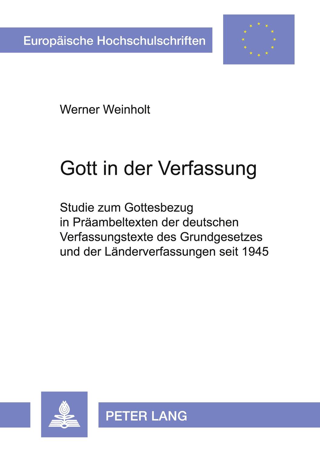 Cover: 9783631378823 | Gott in der Verfassung | Werner Weinholt | Taschenbuch | Paperback