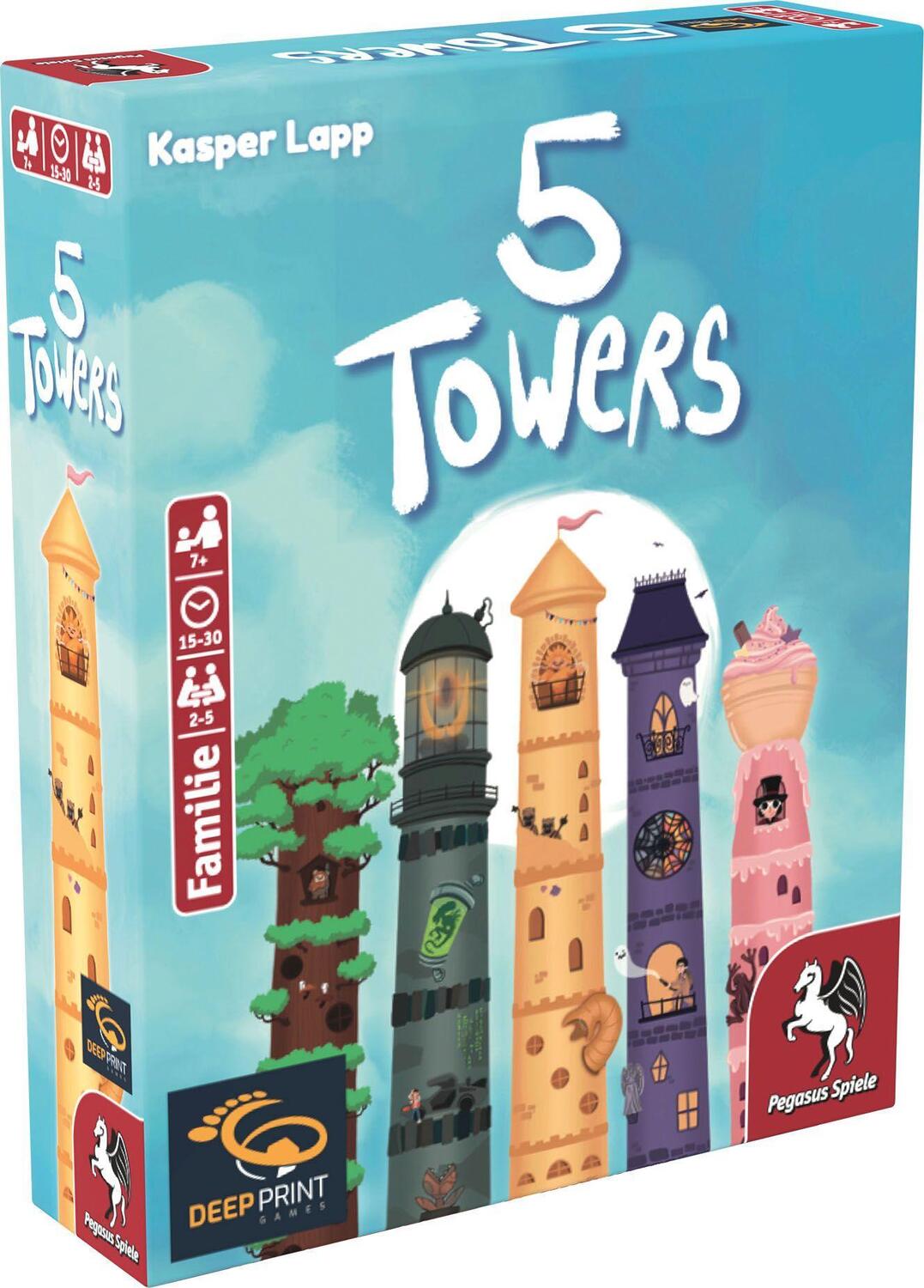 Cover: 4250231738388 | 5 Towers (Deep Print Games) | Spiel | 57814G | Deutsch | 2023