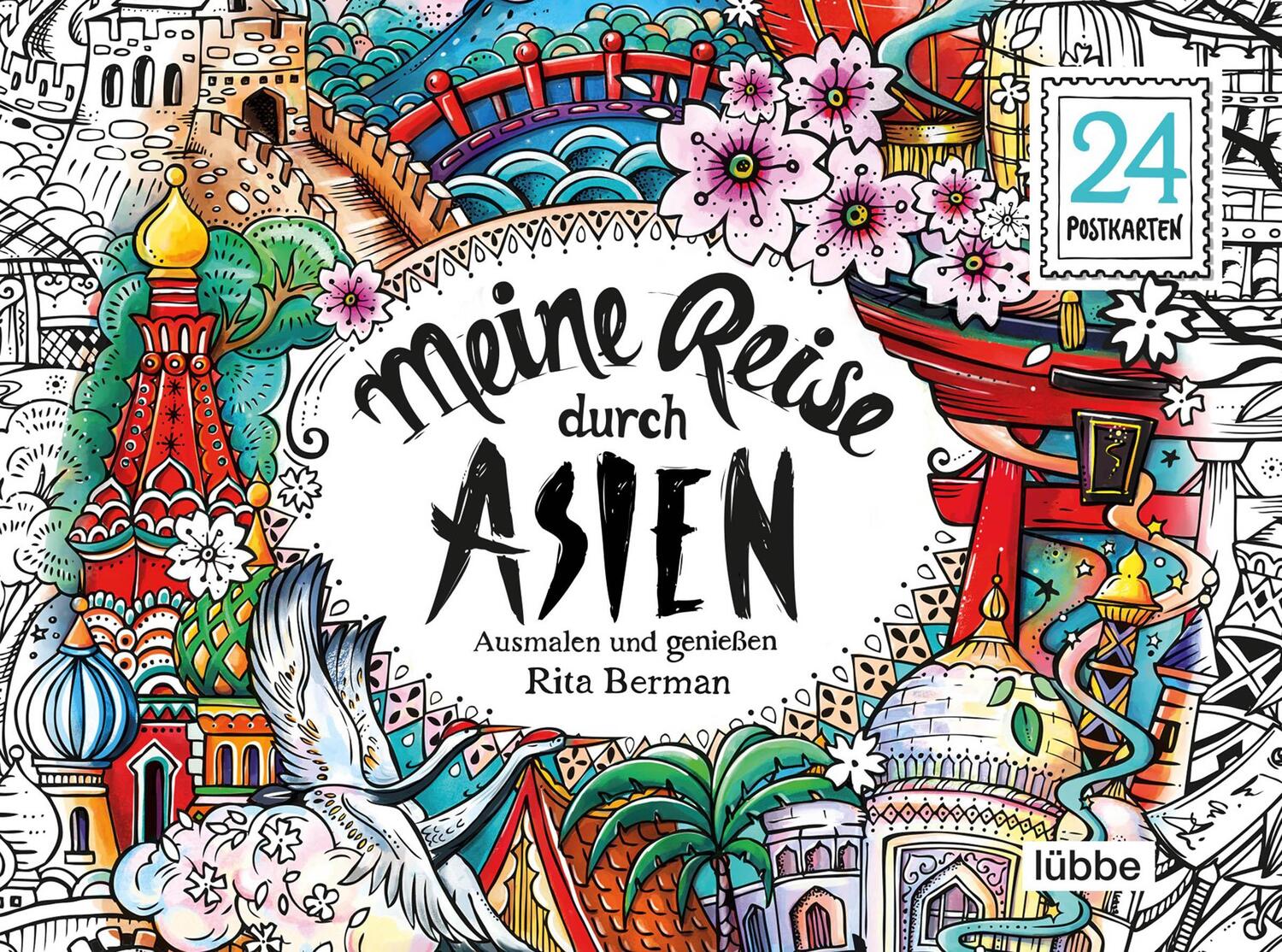 Cover: 9783404617449 | Meine Reise durch Asien | Ausmalen und genießen. 24 Postkarten | Buch