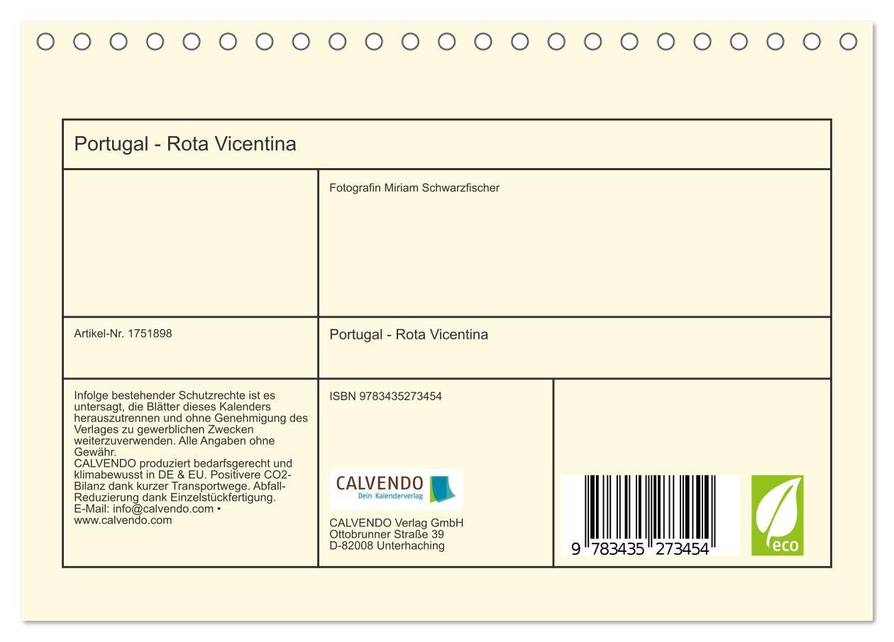 Bild: 9783435273454 | Portugal - Rota Vicentina (Tischkalender 2025 DIN A5 quer),...