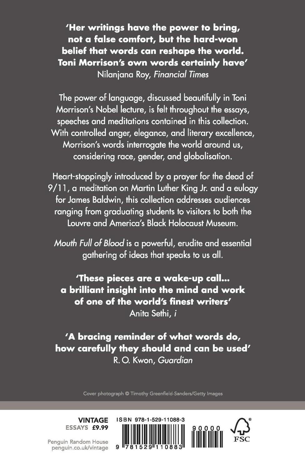 Rückseite: 9781529110883 | Mouth Full of Blood | Essays, Speeches, Meditations | Toni Morrison