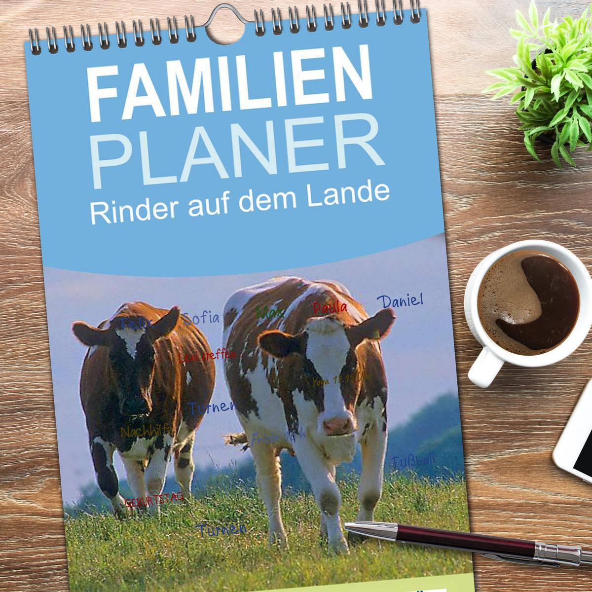 Bild: 9783457120316 | Familienplaner 2025 - Rinder auf dem Lande mit 5 Spalten...