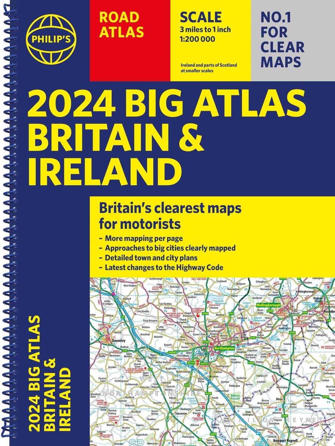 Cover: 9781849076234 | 2024 Philip's Big Road Atlas Britain and Ireland | A3 Spiral binding