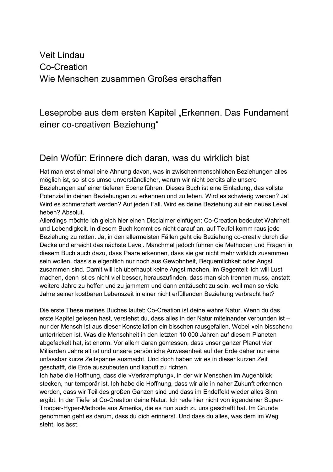 Bild: 9783833891564 | Co-Creation | Wie Menschen zusammen Großes erschaffen | Veit Lindau