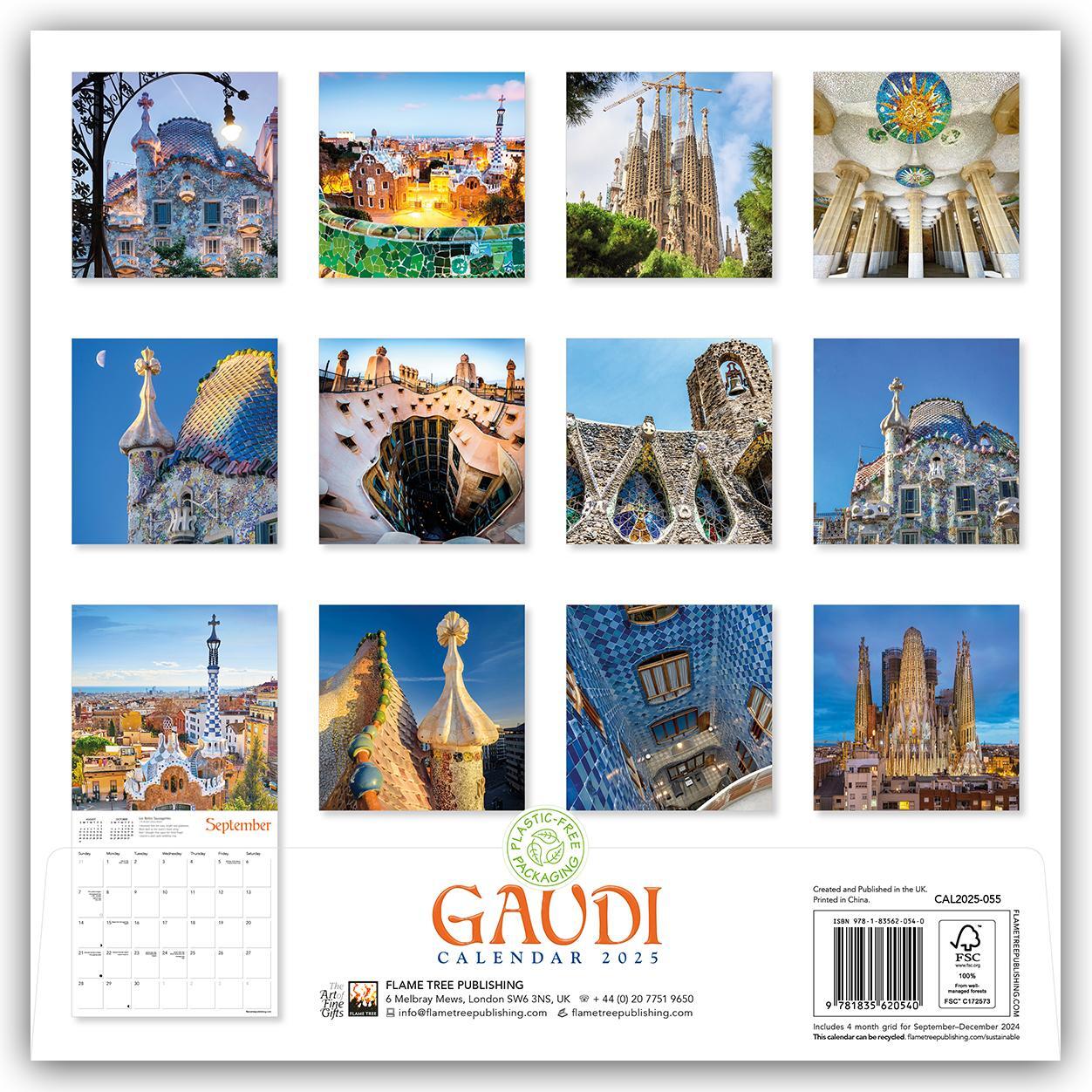 Rückseite: 9781835620540 | Gaudí Wall Calendar 2025 (Art Calendar) | Flame Tree Publishing | 2025