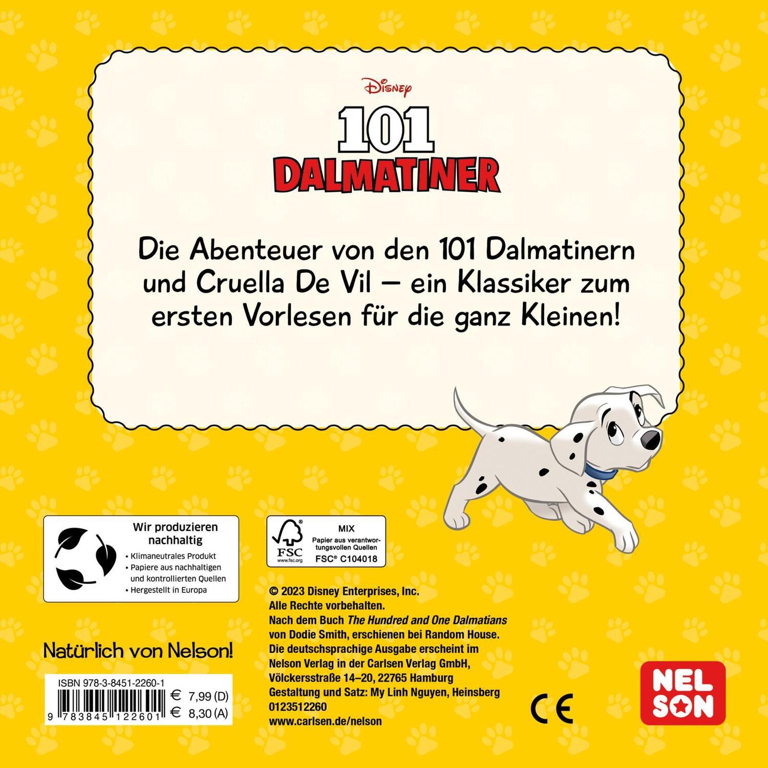 Rückseite: 9783845122601 | Disney Pappenbuch: 101 Dalmatiner | Buch | Disney Klassiker | 20 S.