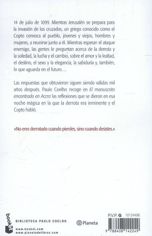 Rückseite: 9788408142249 | El manuscrito encontrado en Accra | Paulo Coelho | Taschenbuch | 2015