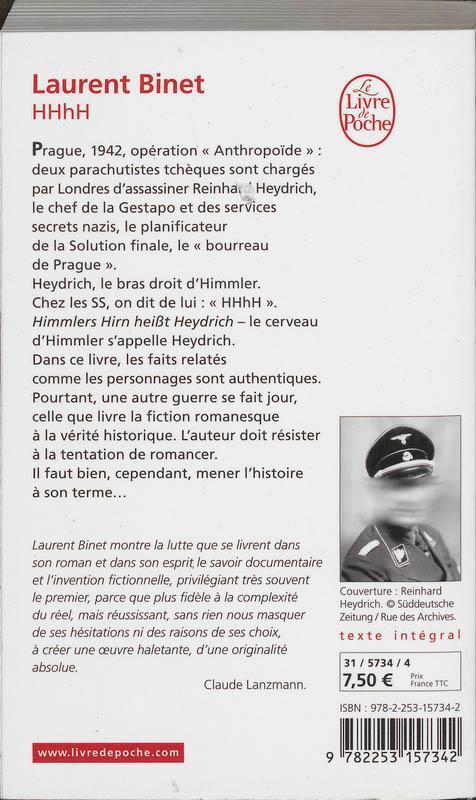 Rückseite: 9782253157342 | HHhH | Laurent Binet | Taschenbuch | Französisch | 2011 | Hachette