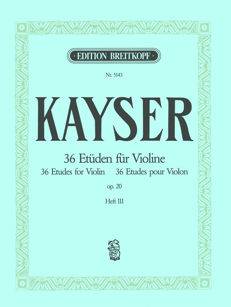 Cover: 9790004163528 | 36 Etüden op.20 Band 3 für Violine | Breitkopf & Härtel