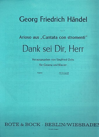 Cover: 9790202500170 | Arioso Dank sei Dir, Herr | aus Cantata con stromenti | Händel | Buch