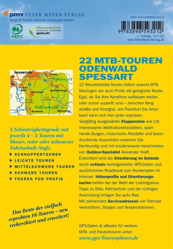 Rückseite: 9783898593212 | MTB-Touren Odenwald Spessart | Mit GPS-Daten zum Herunterladen | Kraft