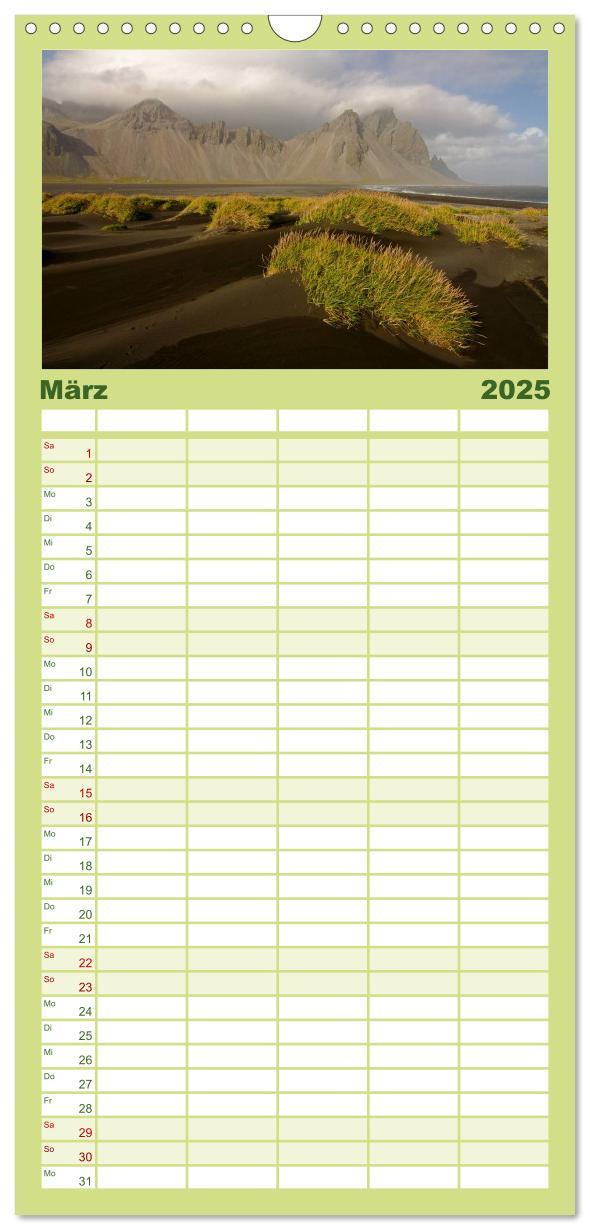 Bild: 9783457109380 | Familienplaner 2025 - Island mit 5 Spalten (Wandkalender, 21 x 45...