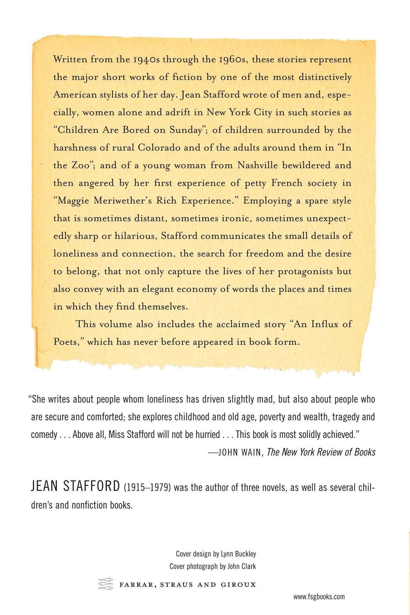 Rückseite: 9780374529932 | The Collected Stories of Jean Stafford | Jean Stafford | Taschenbuch