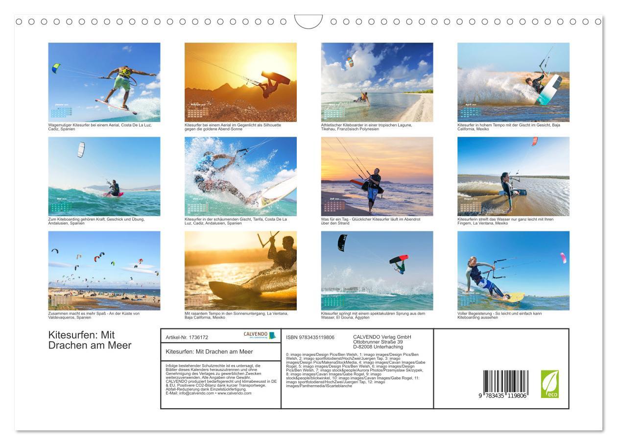 Bild: 9783435119806 | Kitesurfen: Mit Drachen am Meer (Wandkalender 2025 DIN A3 quer),...