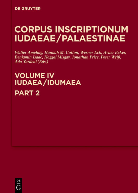 Cover: 9783110543643 | Iudaea / Idumaea: 3325-3978 | Walter Ameling (u. a.) | Buch | XI