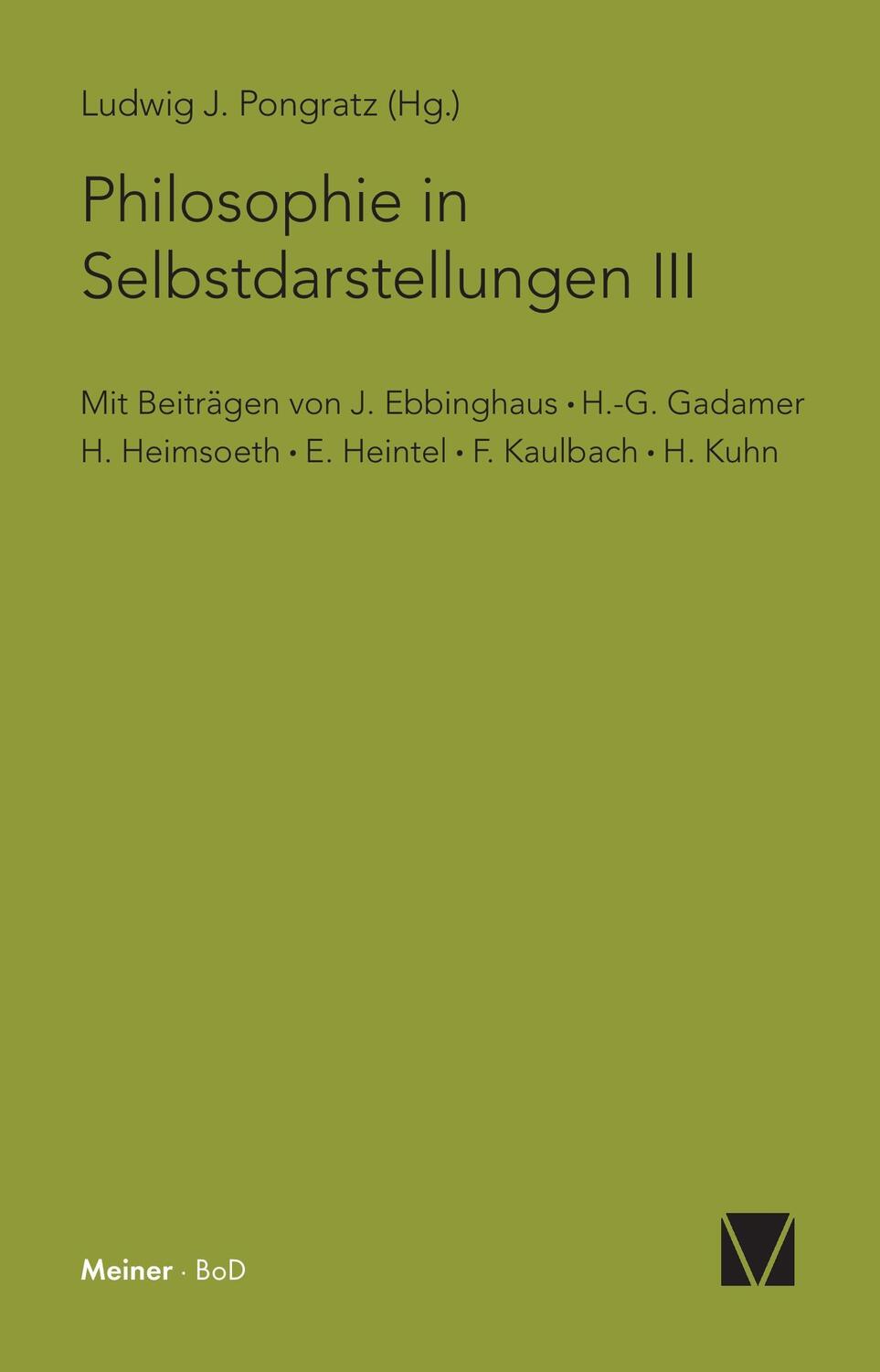 Cover: 9783787303977 | Philosophie in Selbstdarstellungen | Taschenbuch | Paperback | Deutsch