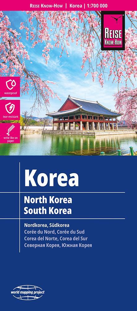 Cover: 9783831772537 | Reise Know-How Landkarte Korea, Nord und Süd 1 : 700.000 | 2 S. | 2023