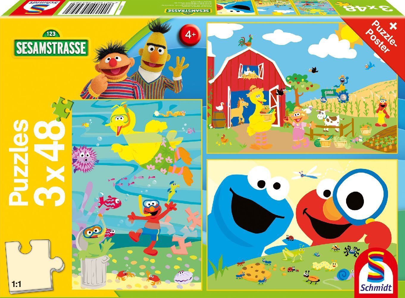 Cover: 4001504564582 | Tierisch stark, 3x48 Teile | Kinderpuzzle Sesamstraße | Spiel | 2023