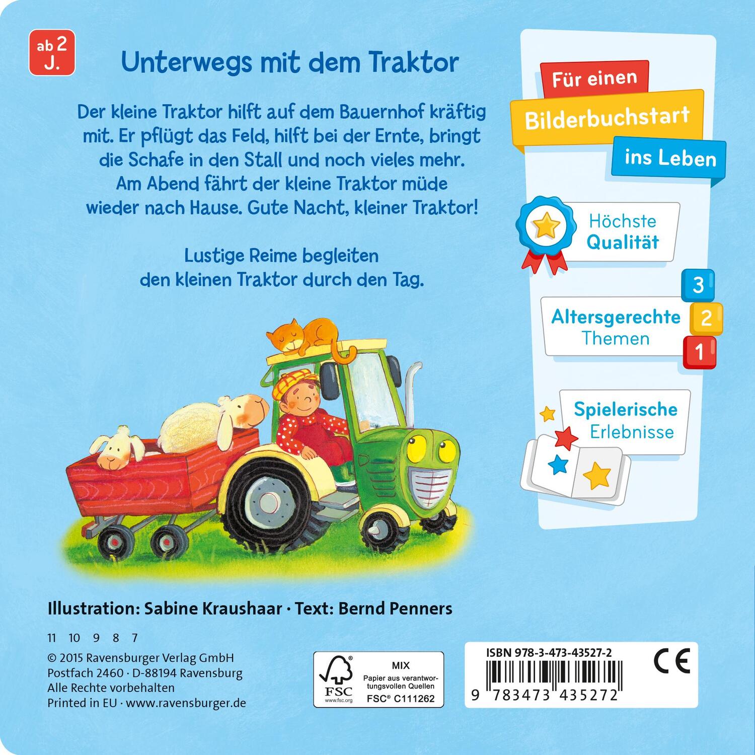 Rückseite: 9783473435272 | Wohin fährst du, kleiner Traktor? | Bernd Penners | Buch | 16 S.