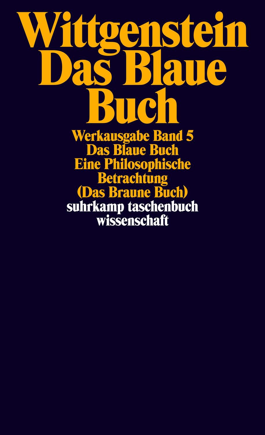Cover: 9783518281055 | Das Blaue Buch | Ludwig Wittgenstein | Taschenbuch | Deutsch | 1984