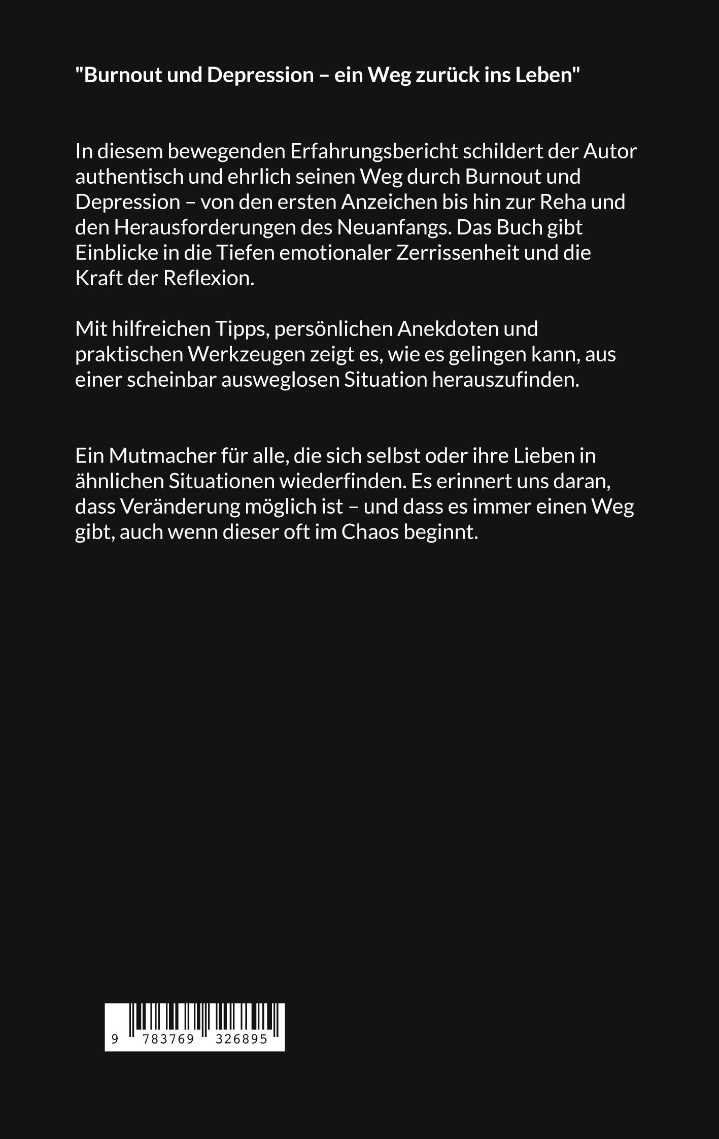 Rückseite: 9783769326895 | Zwischen Schatten und Licht | Mein Weg durch Burnout und Depression