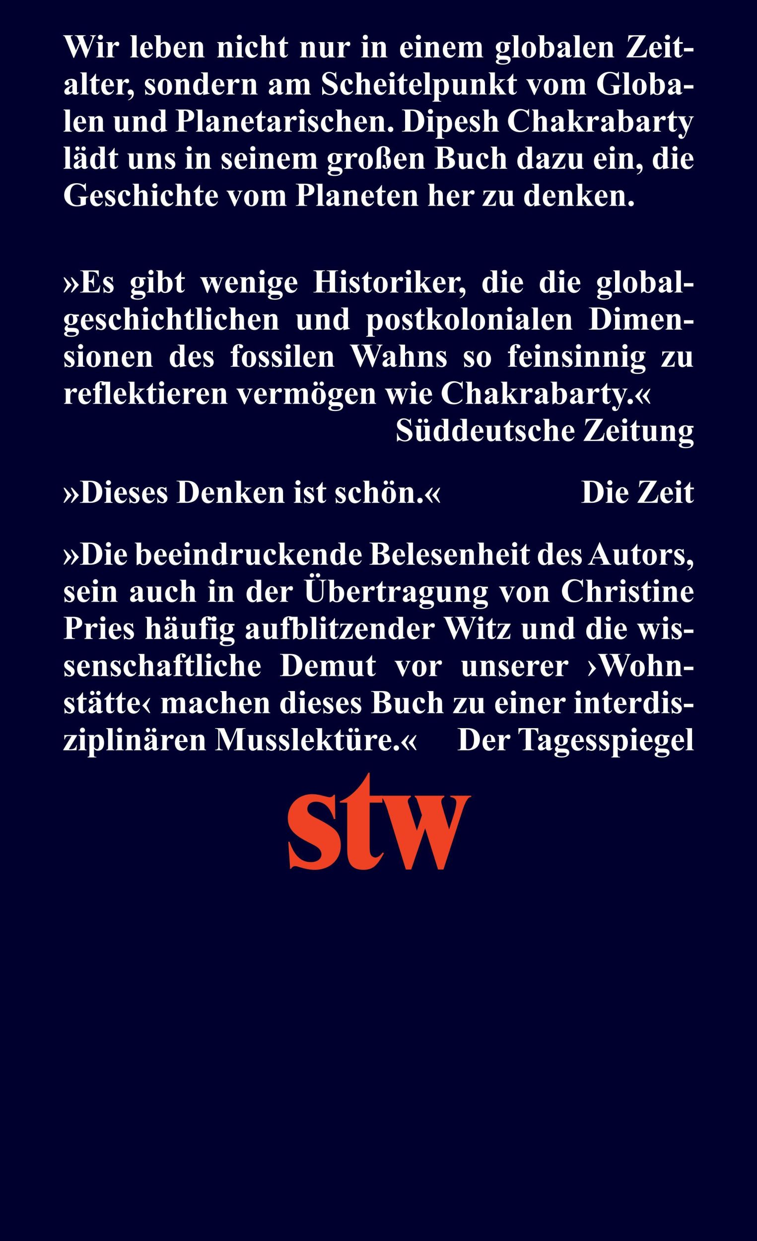 Rückseite: 9783518300466 | Das Klima der Geschichte im planetarischen Zeitalter | Chakrabarty