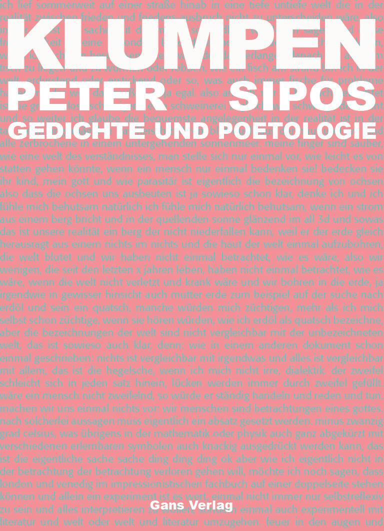 Cover: 9783946392361 | Klumpen | Gedichte und Poetologie | Peter Sipos | Taschenbuch | 120 S.