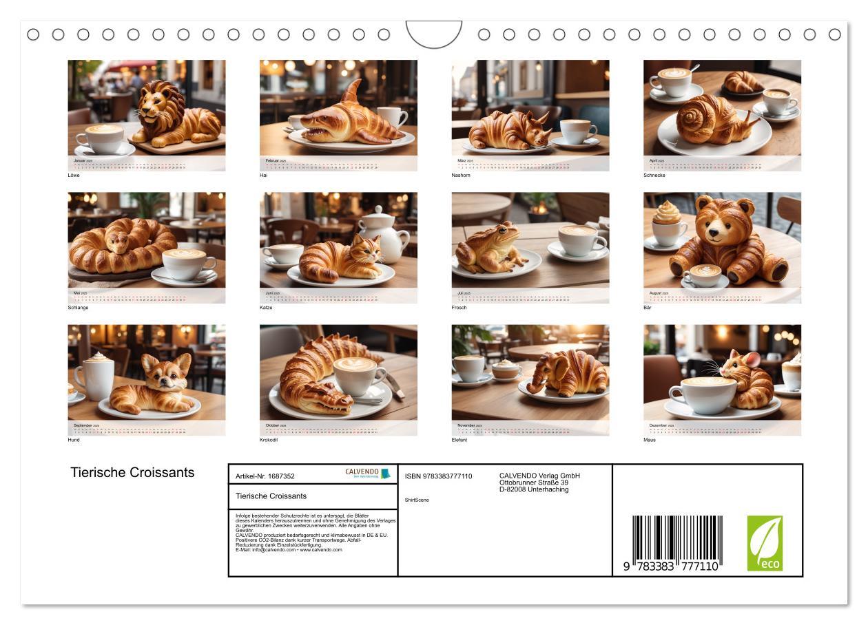 Bild: 9783383777110 | Tierische Croissants (Wandkalender 2025 DIN A4 quer), CALVENDO...