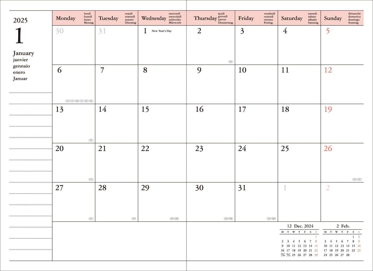 Bild: 4550045127560 | MARK'S 2024/2025 Taschenkalender A6 vertikal, COLORS // Pink | Inc.