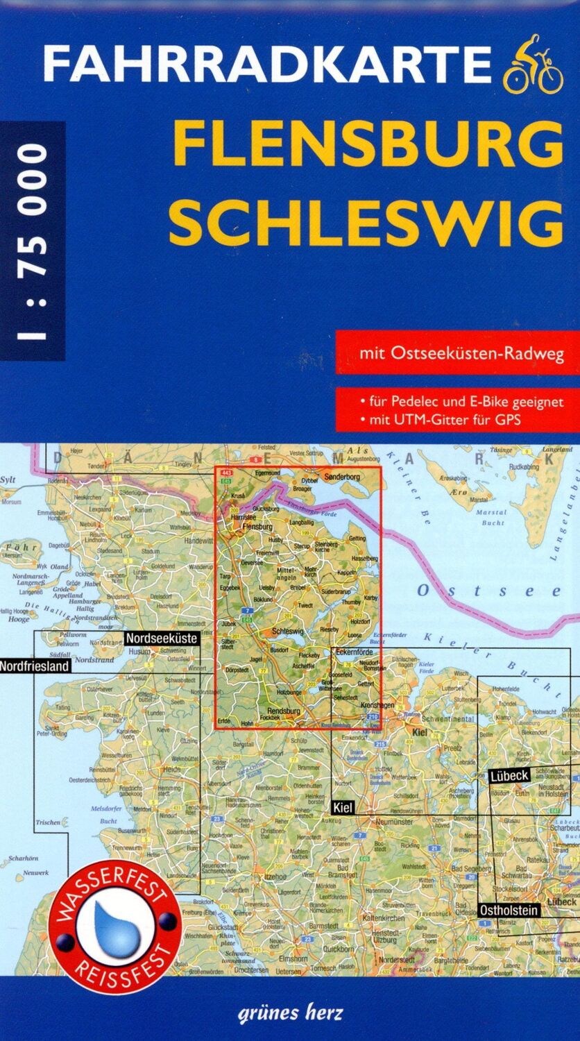 Cover: 9783866362871 | Fahrradkarte Flensburg, Schleswig | Wasser- und reißfest. | Deutsch