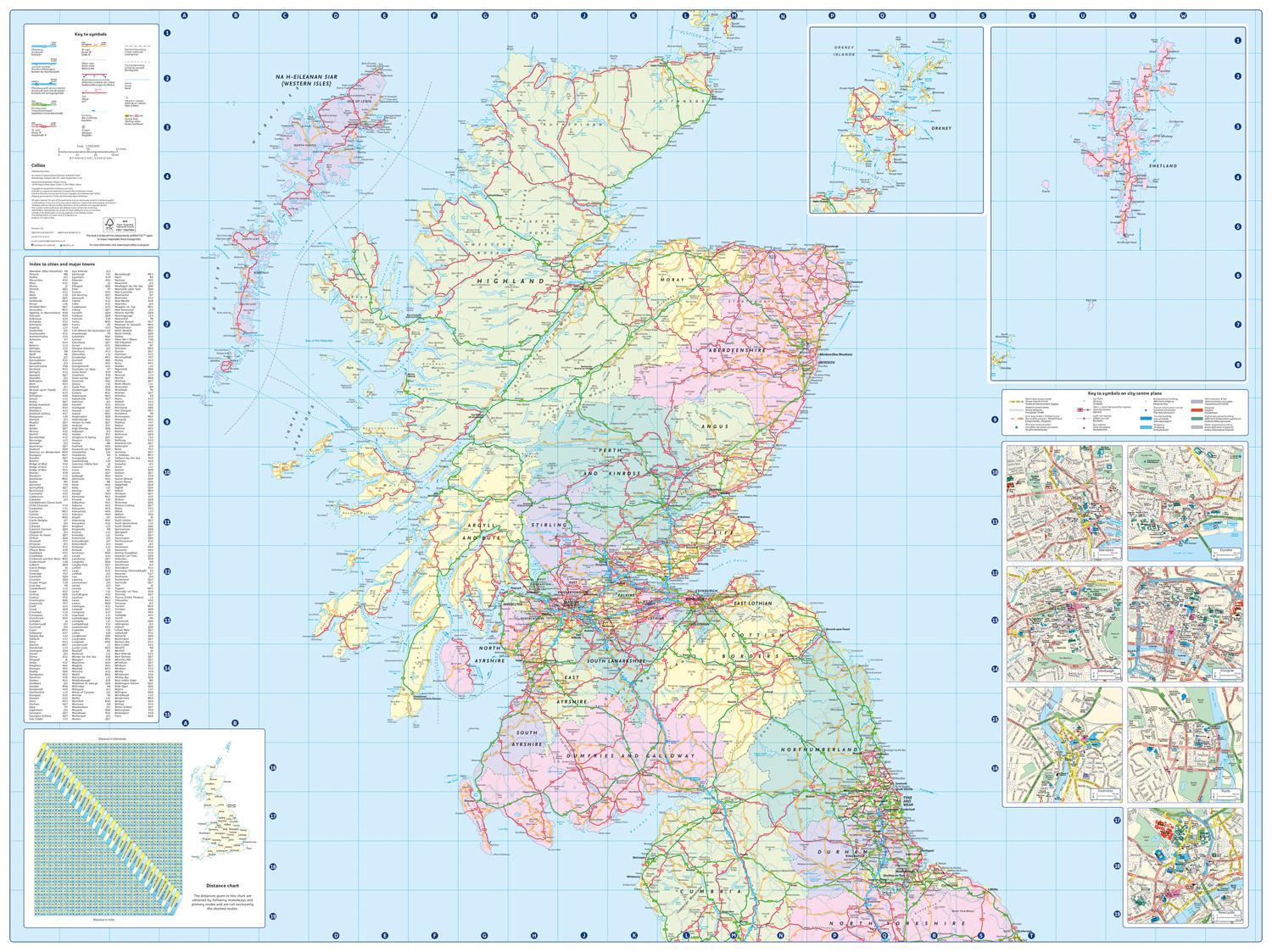 Bild: 9780008607104 | 2024 Collins Road Map of Scotland | Folded Road Map | Collins Maps