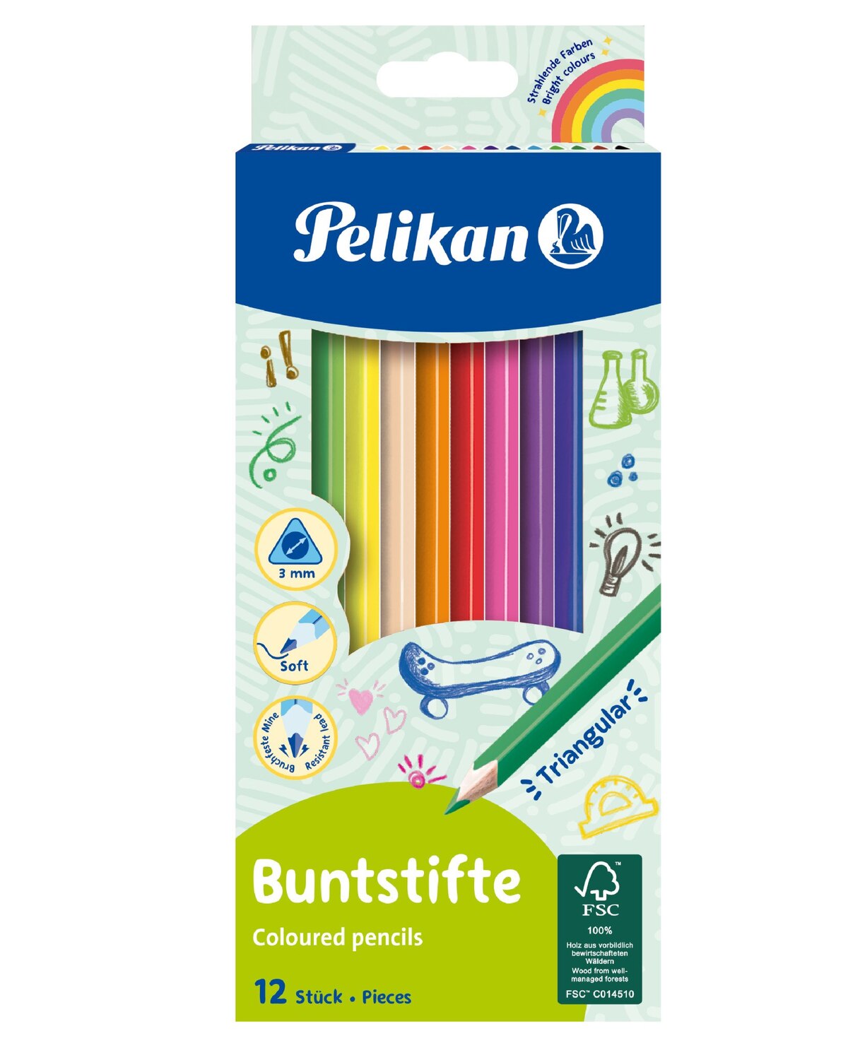 Cover: 4012700700117 | Pelikan Buntstifte dreieckig, bunt, Minenstärke 3mm, 12er Set | 700115