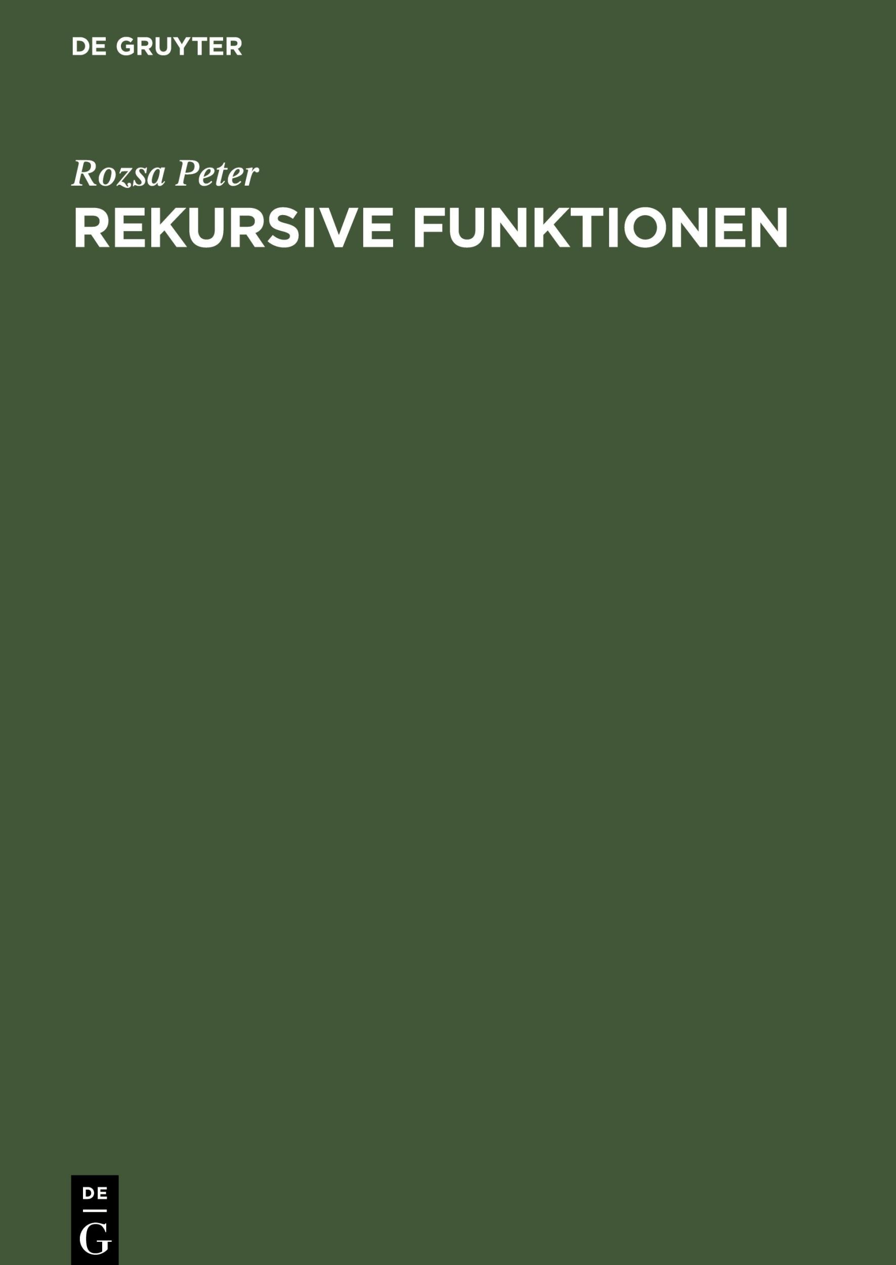 Cover: 9783112573075 | Rekursive Funktionen | Rozsa Peter | Buch | Gebunden | Deutsch