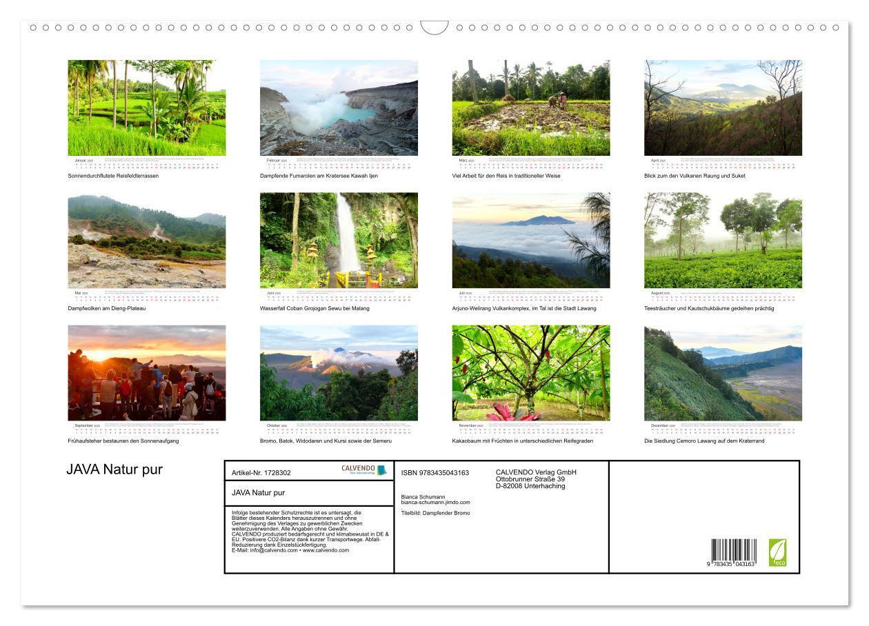 Bild: 9783435043163 | JAVA Natur pur (Wandkalender 2025 DIN A2 quer), CALVENDO...