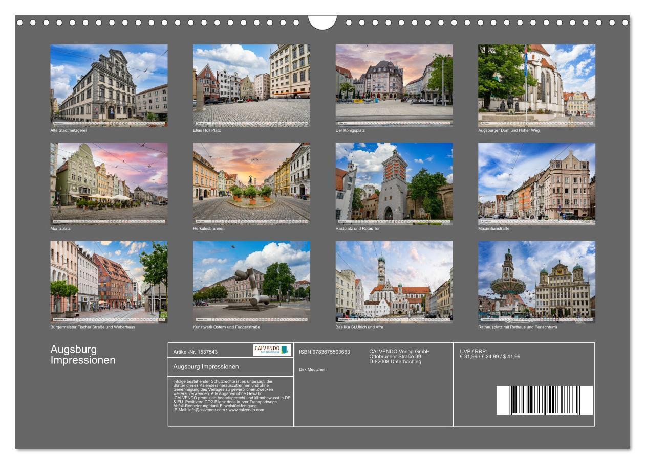 Bild: 9783675503663 | Augsburg Impressionen (Wandkalender 2024 DIN A3 quer), CALVENDO...