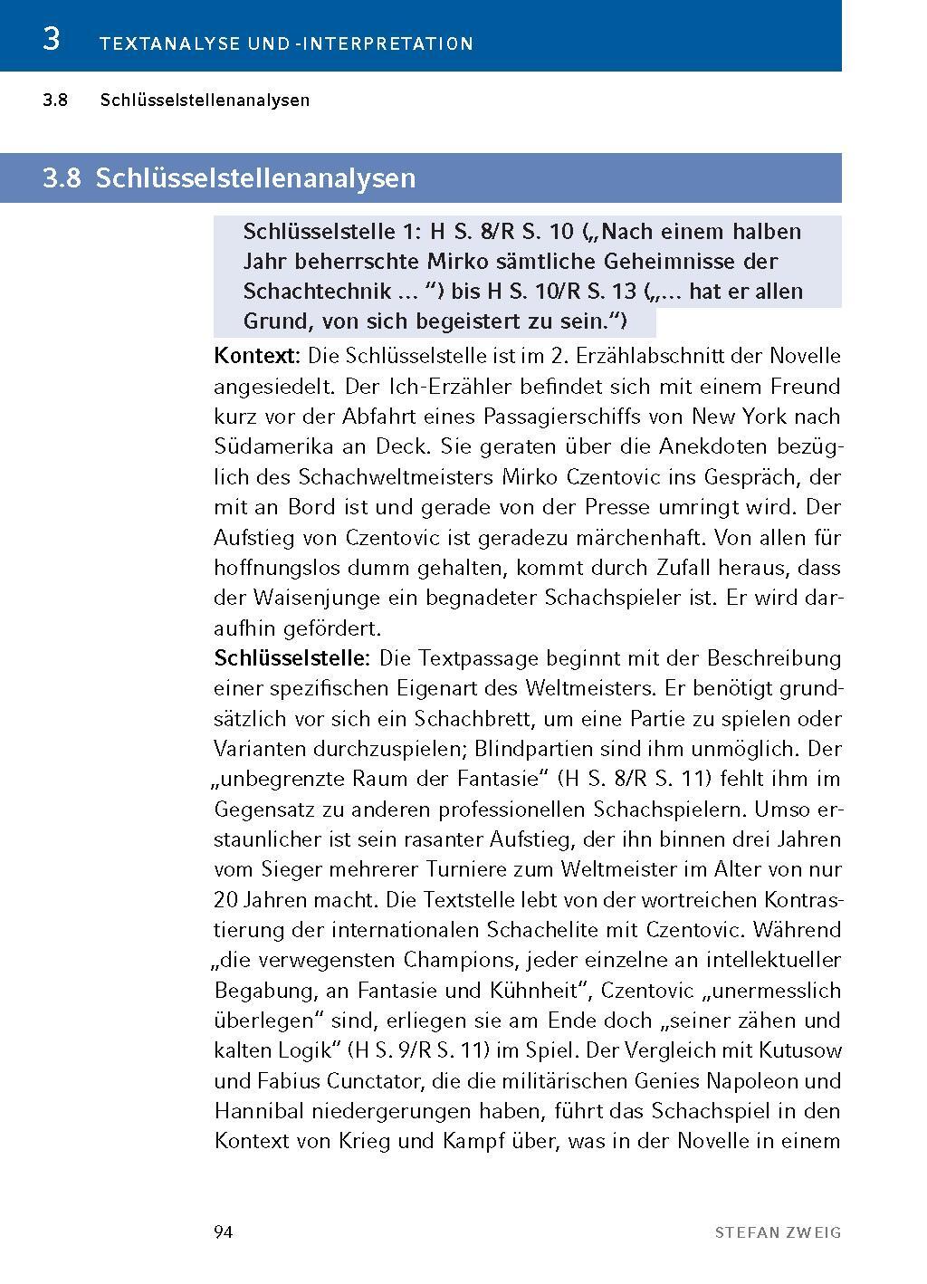 Bild: 9783804420977 | Schachnovelle - Textanalyse und Interpretation | Stefan Zweig | Buch