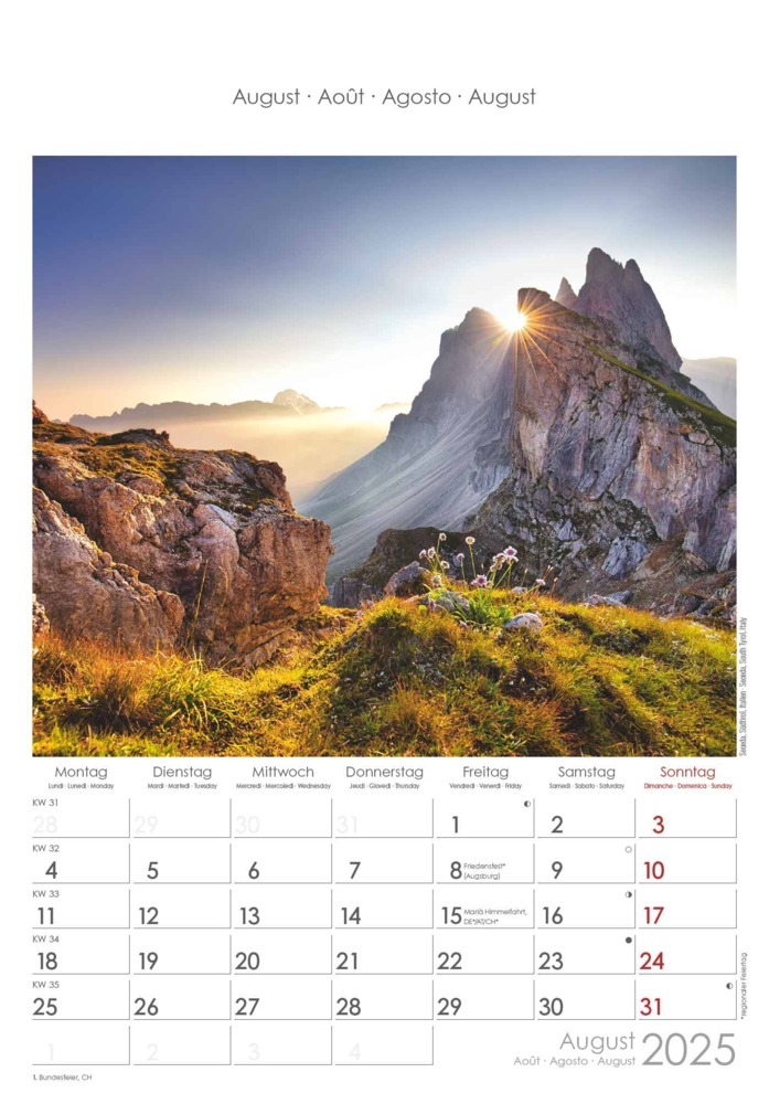 Bild: 4251732341091 | Alpen 2025 - Bild-Kalender 23,7x34 cm - The Alps - Wandkalender -...