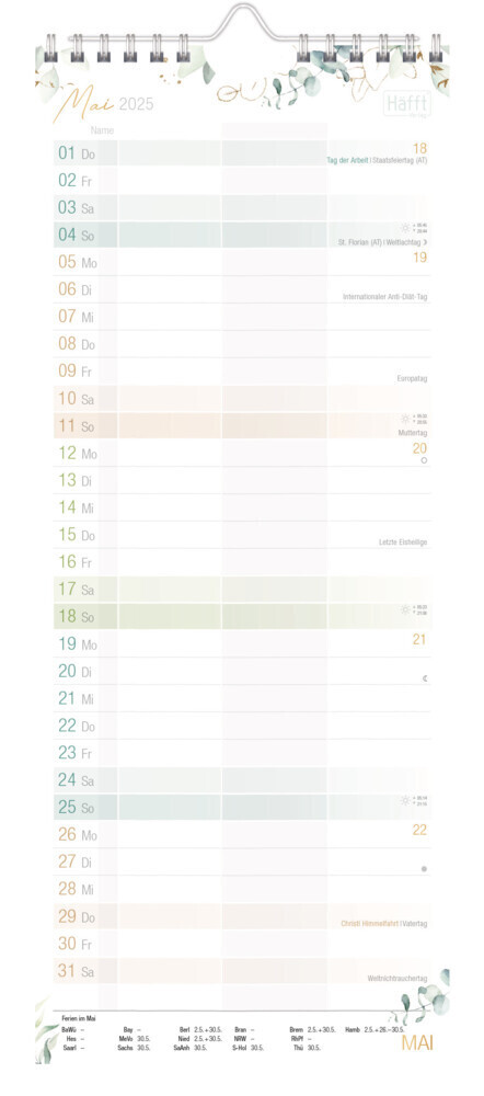 Bild: 4029357087126 | Planer für Zwei kompakt 2025 Wand-Kalender [Blattgold] | Reiter | 2025