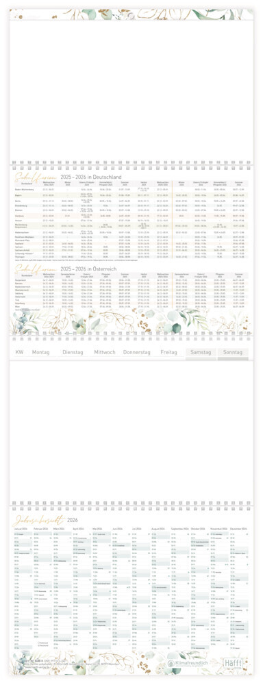 Bild: 4029357084903 | Drei-Monatskalender 2025 Wand-Kalender 12 MONATE Premium [Blattgold]