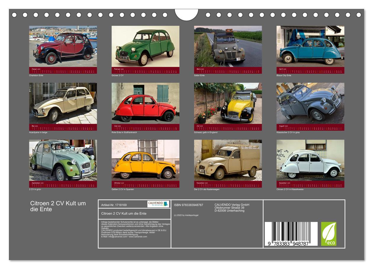 Bild: 9783383948787 | Citroen 2 CV Kult um die Ente (Wandkalender 2025 DIN A4 quer),...