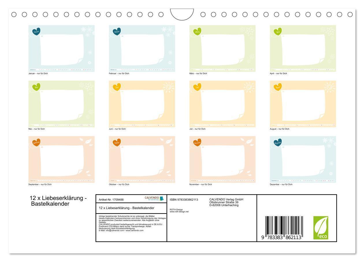 Bild: 9783383862113 | 12 x Liebeserklärung - Bastelkalender (Wandkalender 2025 DIN A4...