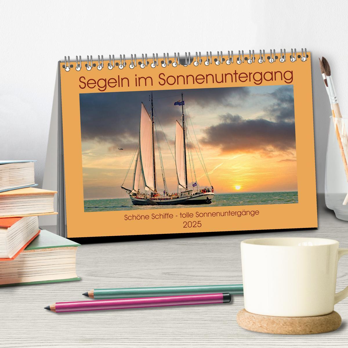 Bild: 9783435153510 | Segeln im Sonnenuntergang (Tischkalender 2025 DIN A5 quer),...