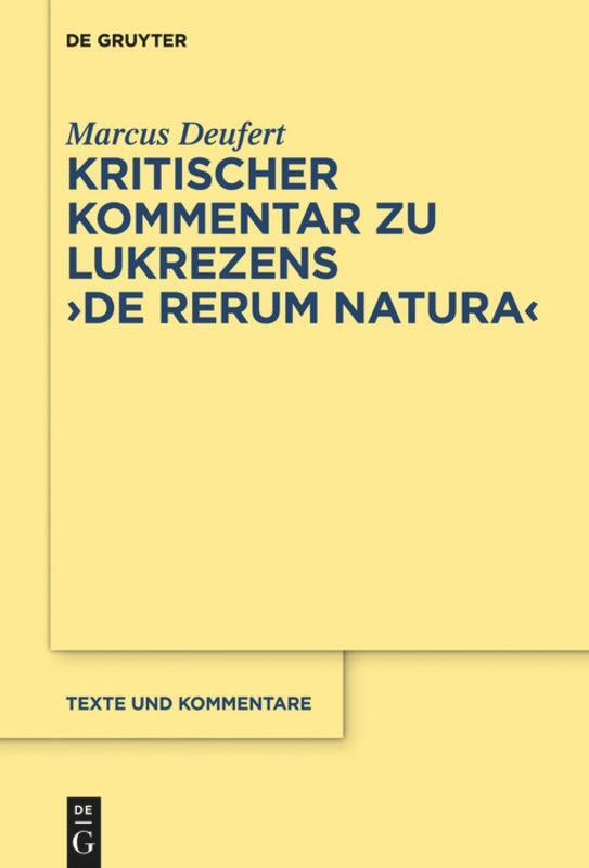 Cover: 9783110414714 | Kritischer Kommentar zu Lukrezens "De rerum natura" | Marcus Deufert