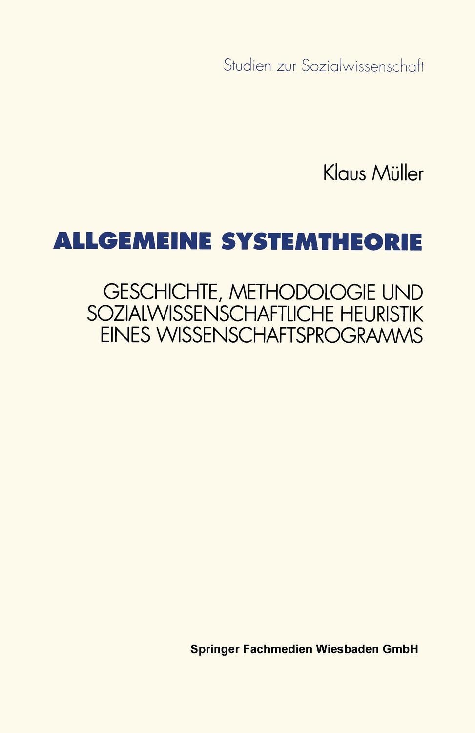 Cover: 9783531127989 | Allgemeine Systemtheorie | Klaus Müller | Taschenbuch | Paperback | x